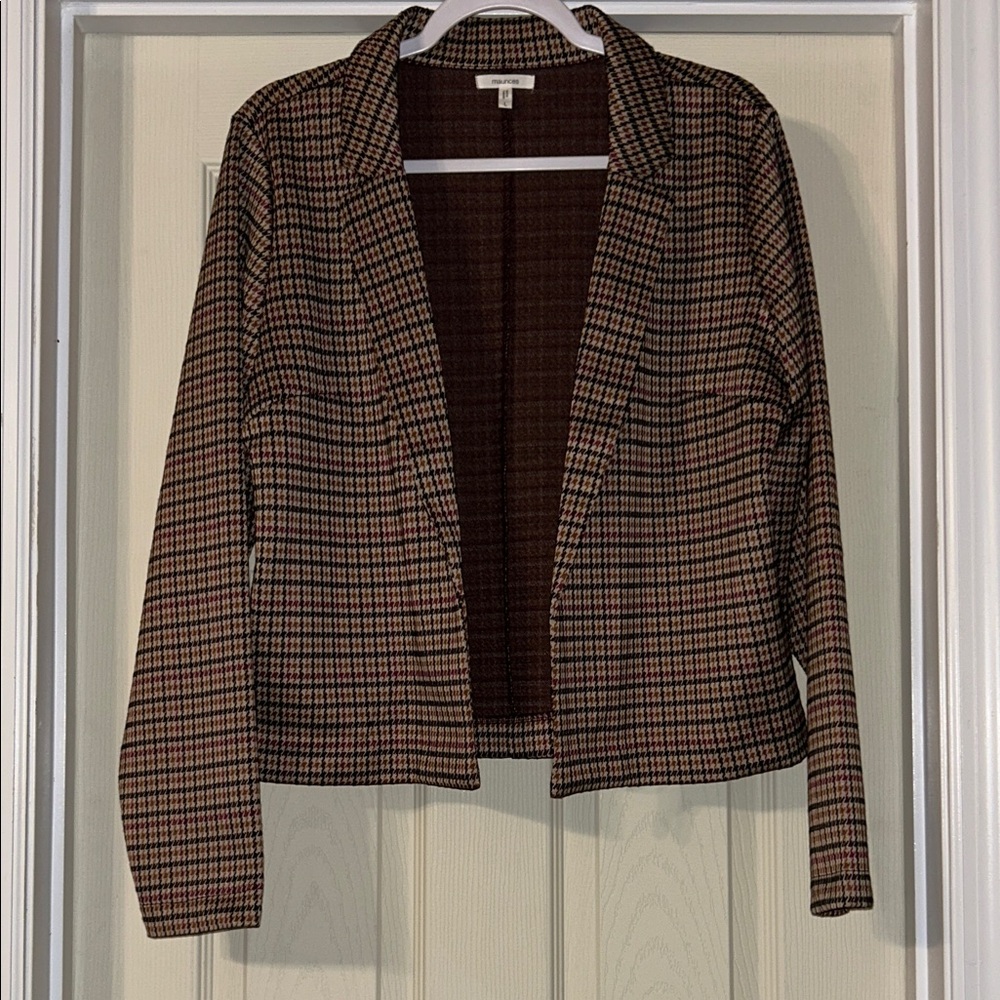 Maurices Houndstooth Open-Front Blazer Jacket